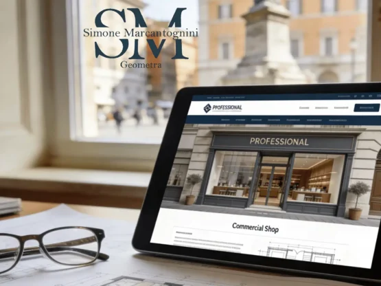 Esempio di documentazione Scia commerciale Roma su tavolo da disegno professionale del Geometra Marcantognini.