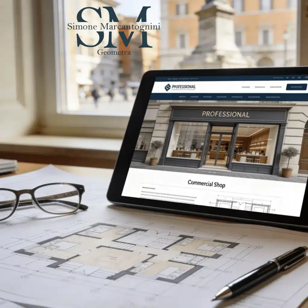 Esempio di documentazione SCIA commerciale Roma per subingresso su scrivania professionale del Geometra Marcantognini.